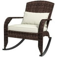 thumbnail image 1 of Aimee Lii Adirondack Chair, Outdoor Wicker Rocking Chair with High Back, Seat Cushion, and Pillow, Outdoor Patio Furniture for Poolside, Deck, Porch, Balcony, Cream White, 1 of 11