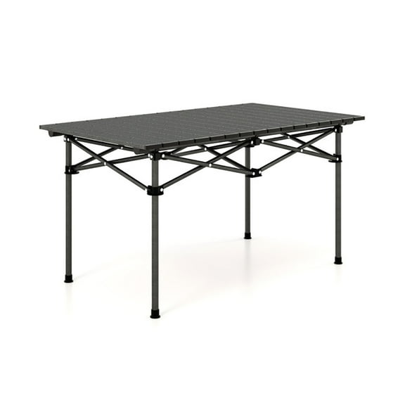 Aimee Lii Aluminum Camping Table for 4-6 People with Carry Bag, Outdoor Portable Furniture for Camping, Traveling, Hiking-Black