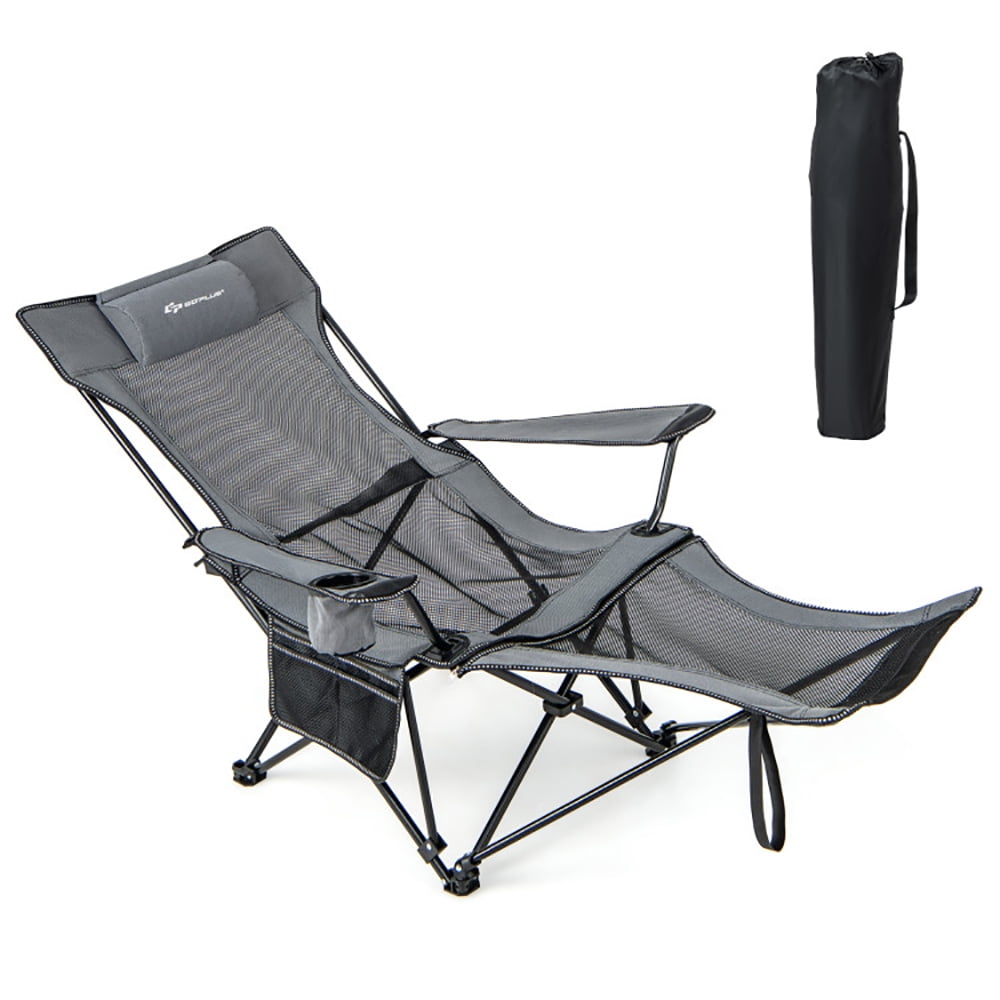 Aimee Lii Camping Lounge Chair with Detachable Footrest Adjustable Backrest, Portable Folding Chair, Gray Aimee Lii Camping Lounge Chair with Detachable Footrest Adjustable Backrest, Portable Folding Chair, Gray