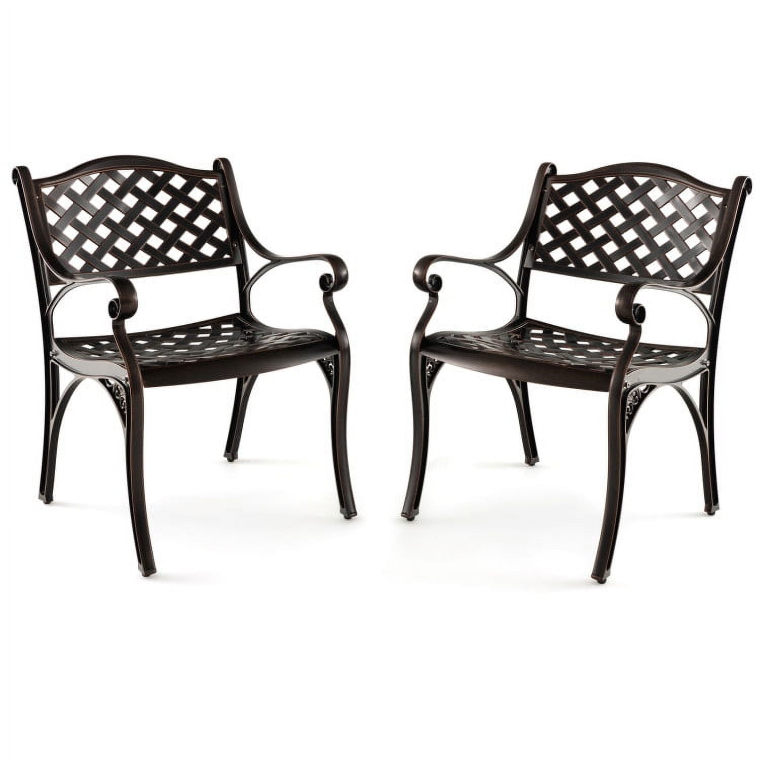Aimee Lii Cast Aluminum Dining Chairs Set of 2 with Patio Chairs Armrests Flower Pattern, Outdoor Patio Set, Bronze Aimee Lii Cast Aluminum Dining Chairs Set of 2 with Patio Chairs Armrests Flower Pattern, Outdoor Patio Set, Bronze
