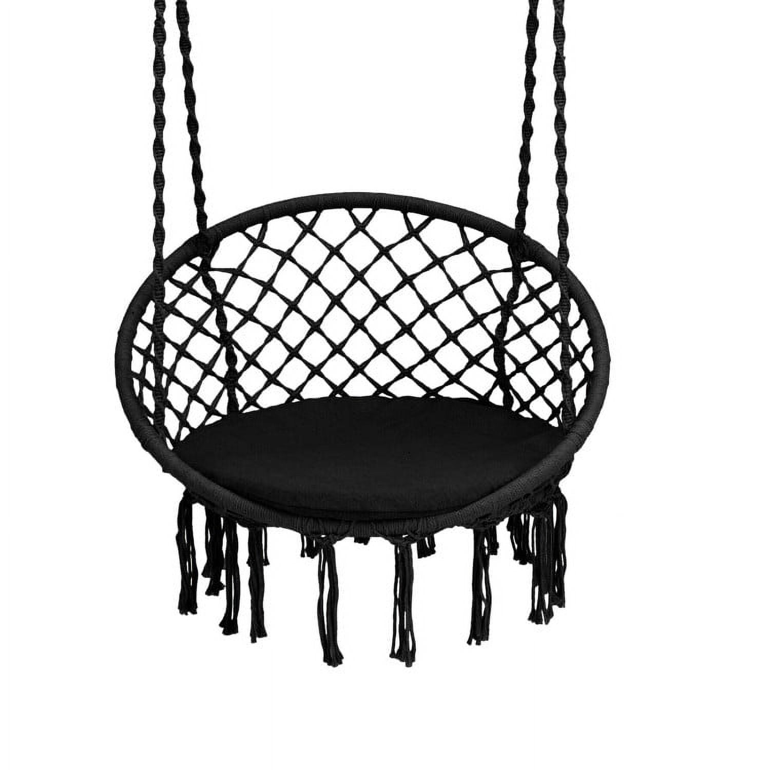 Aimee Lii Cushioned Hammock Swing Chair with Hanging Kit, Comfy Outdoor Chair, Black Aimee Lii Cushioned Hammock Swing Chair with Hanging Kit, Comfy Outdoor Chair, Black