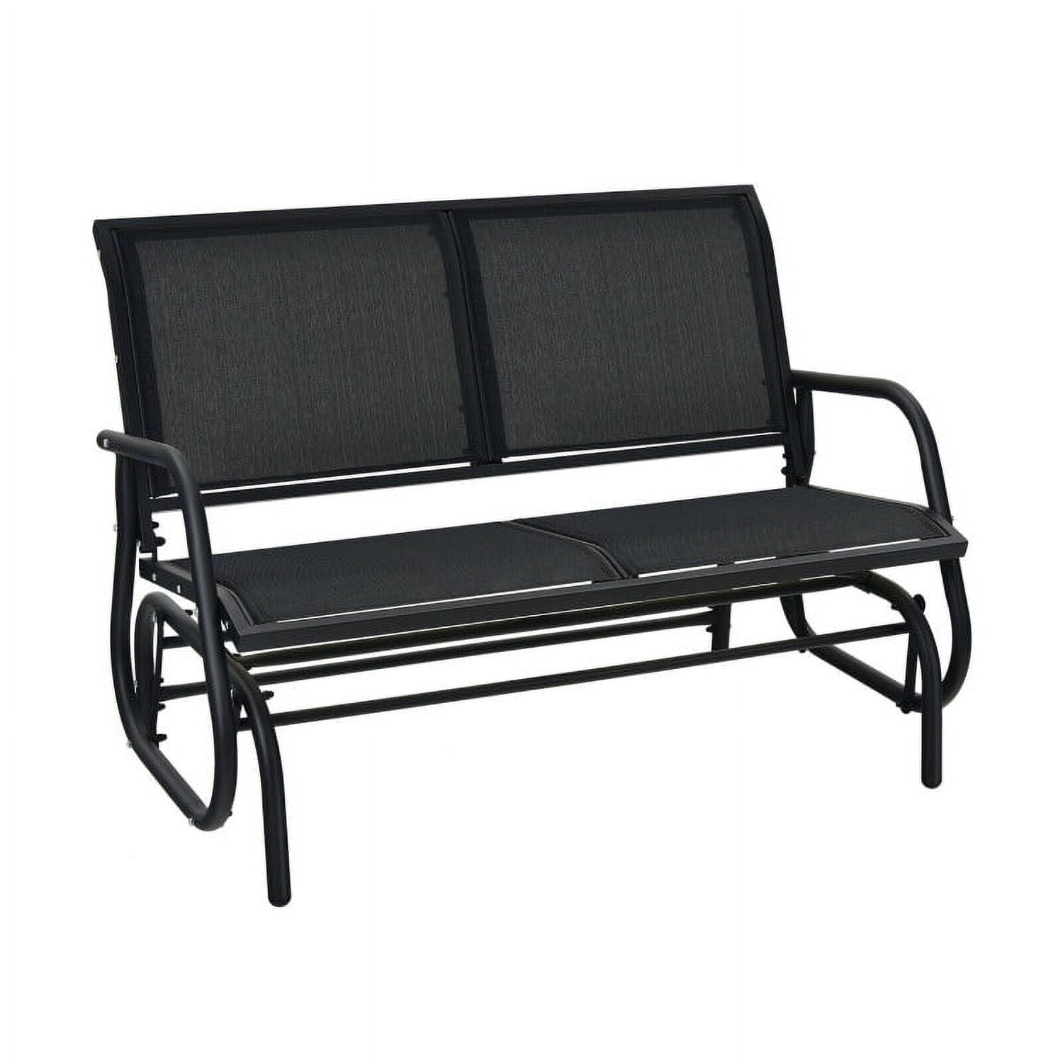 Aimee Lii Double Chair Outdoor, Patio Glider Bench, Porch, Backyard, Sturdy, Black Aimee Lii Double Chair Outdoor, Patio Glider Bench, Porch, Backyard, Sturdy, Black