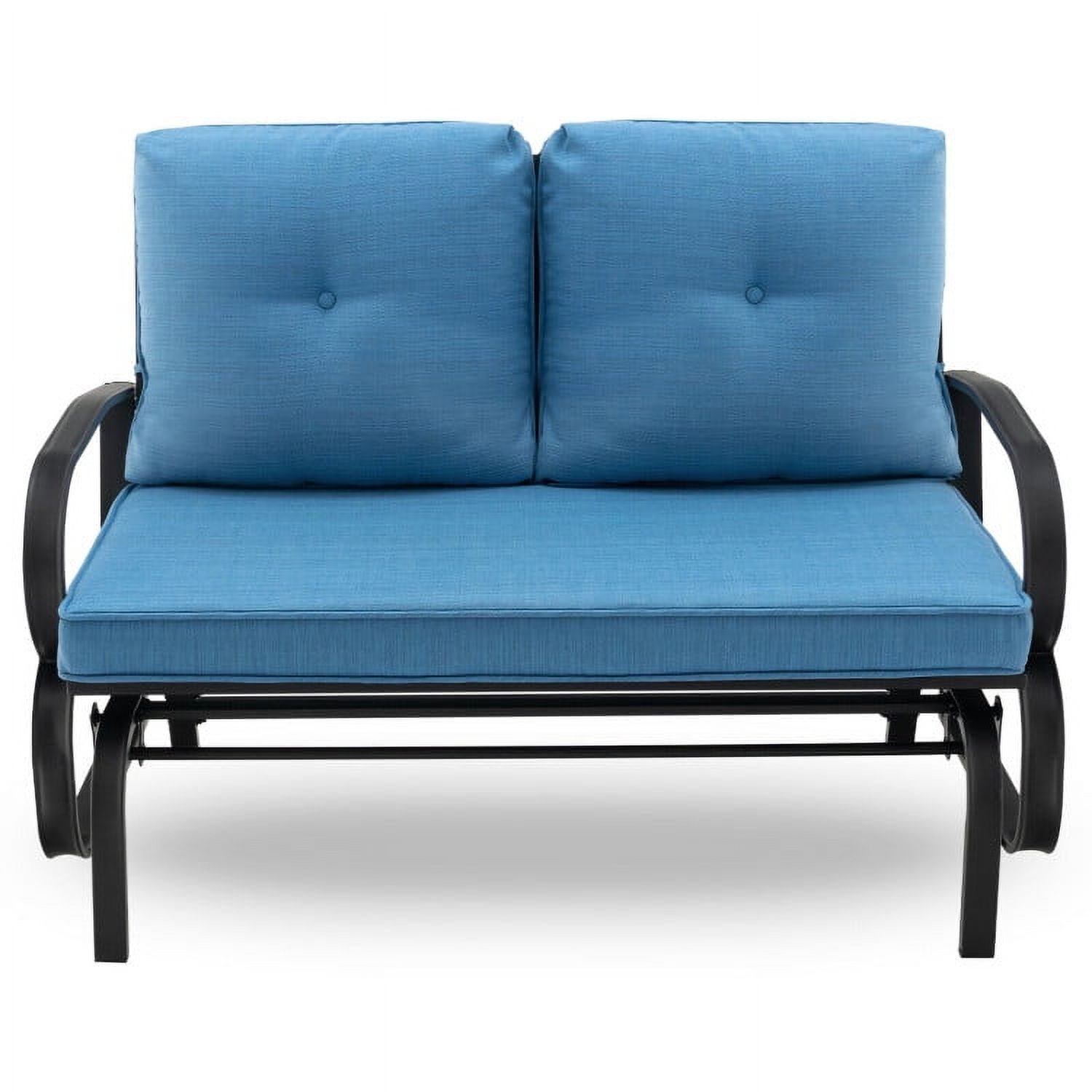 Aimee Lii Double Chair Outdoor with cushion, Patio Glider Bench, Porch, Backyard, Sturdy, Blue Aimee Lii Double Chair Outdoor with cushion, Patio Glider Bench, Porch, Backyard, Sturdy, Blue