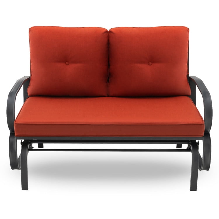 Aimee Lii Double Chair Outdoor with cushion, Patio Glider Bench, Porch, Backyard, Sturdy, Red Aimee Lii Double Chair Outdoor with cushion, Patio Glider Bench, Porch, Backyard, Sturdy, Red