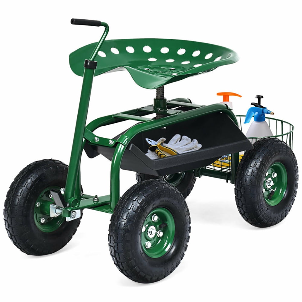 Aimee Lii Extendable Handle Garden Cart Rolling Wagon Scooter, Rolling Garden Cart Stool, Gardening Seat with Wheels Aimee Lii Extendable Handle Garden Cart Rolling Wagon Scooter, Rolling Garden Cart Stool, Gardening Seat with Wheels