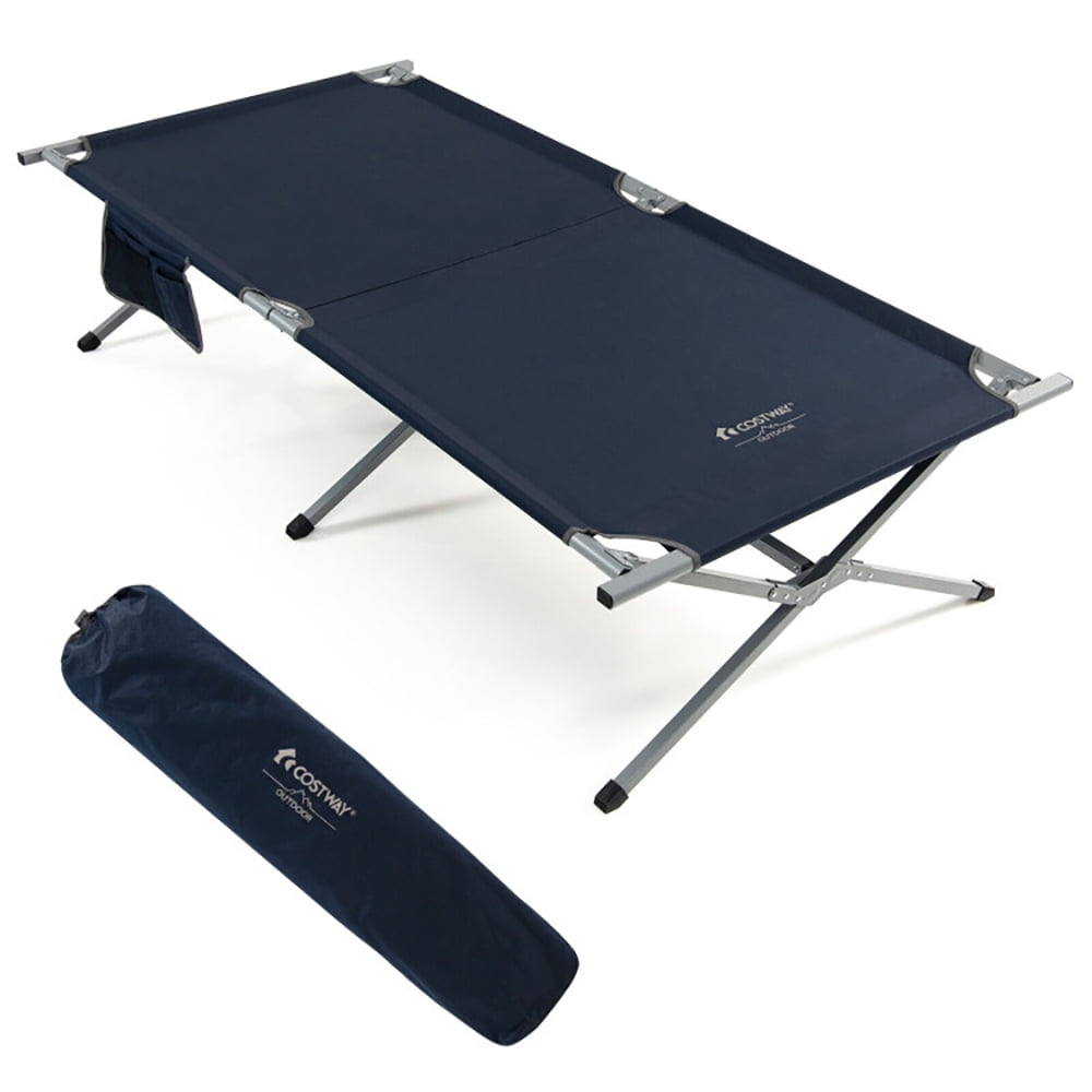 Aimee Lii Extra Wide Folding Camping Bed with Carry Bag and Storage Bag, Outdoor Portable Camping Bed for Sleeping Hiking Travel, Blue Aimee Lii Extra Wide Folding Camping Bed with Carry Bag and Storage Bag, Outdoor Portable Camping Bed for Sleeping Hiking Travel, Blue