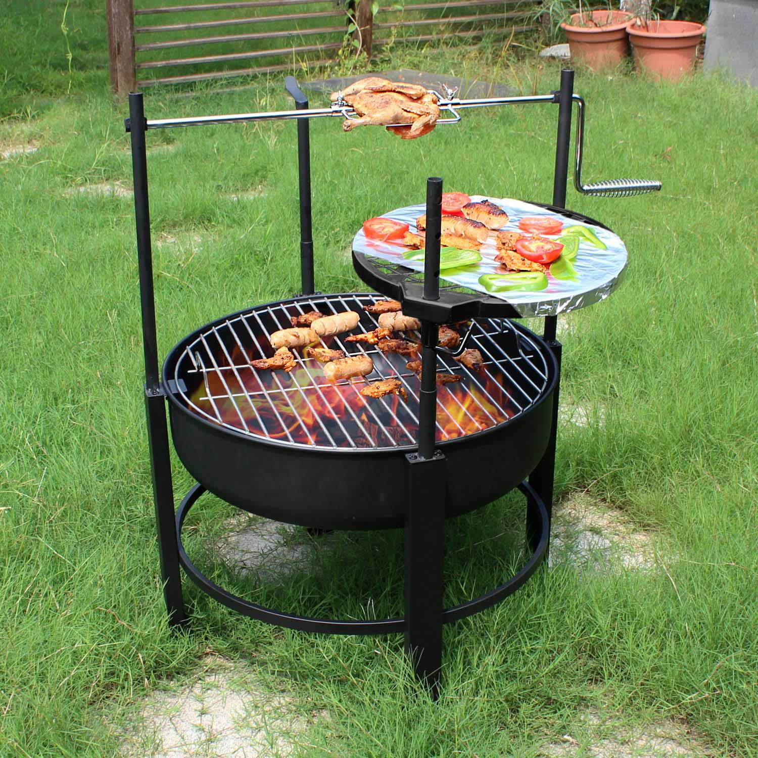 Aimee Lii Fire Pit with 2 Grill, Round Metal Wood Burning Firepit with Surrounding Removable Cooking Grill for Camping, Outdoor Heating, Bonfire, and Picnic Aimee Lii Fire Pit with 2 Grill, Round Metal Wood Burning Firepit with Surrounding Removable Cooking Grill for Camping, Outdoor Heating, Bonfire, and Picnic