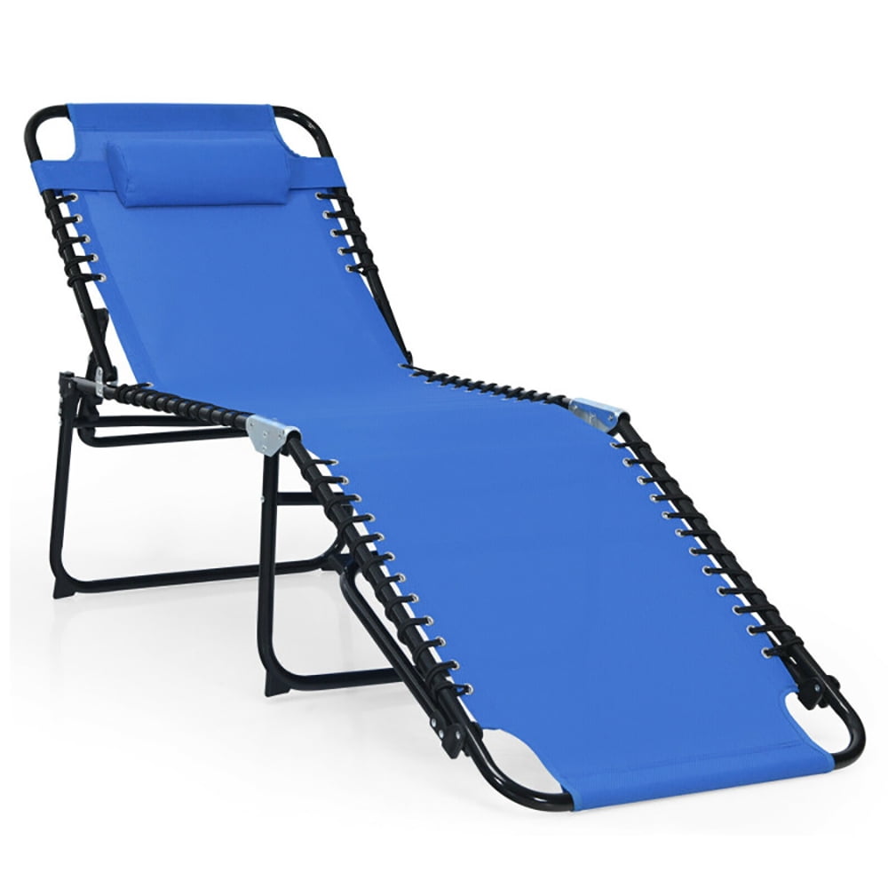 Aimee Lii Foldable Recline Lounge Chair with Adjustable Backrest and Footrest, Patio Loungers, Blue