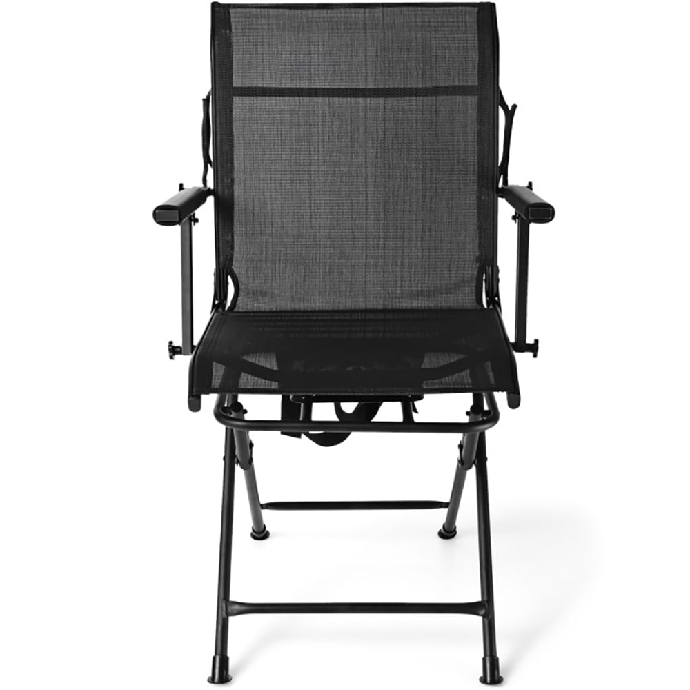 Aimee Lii Foldable Swivel Patio Chair with Armrest and Mesh Back, Folding Camping Lawn Chairs, Black