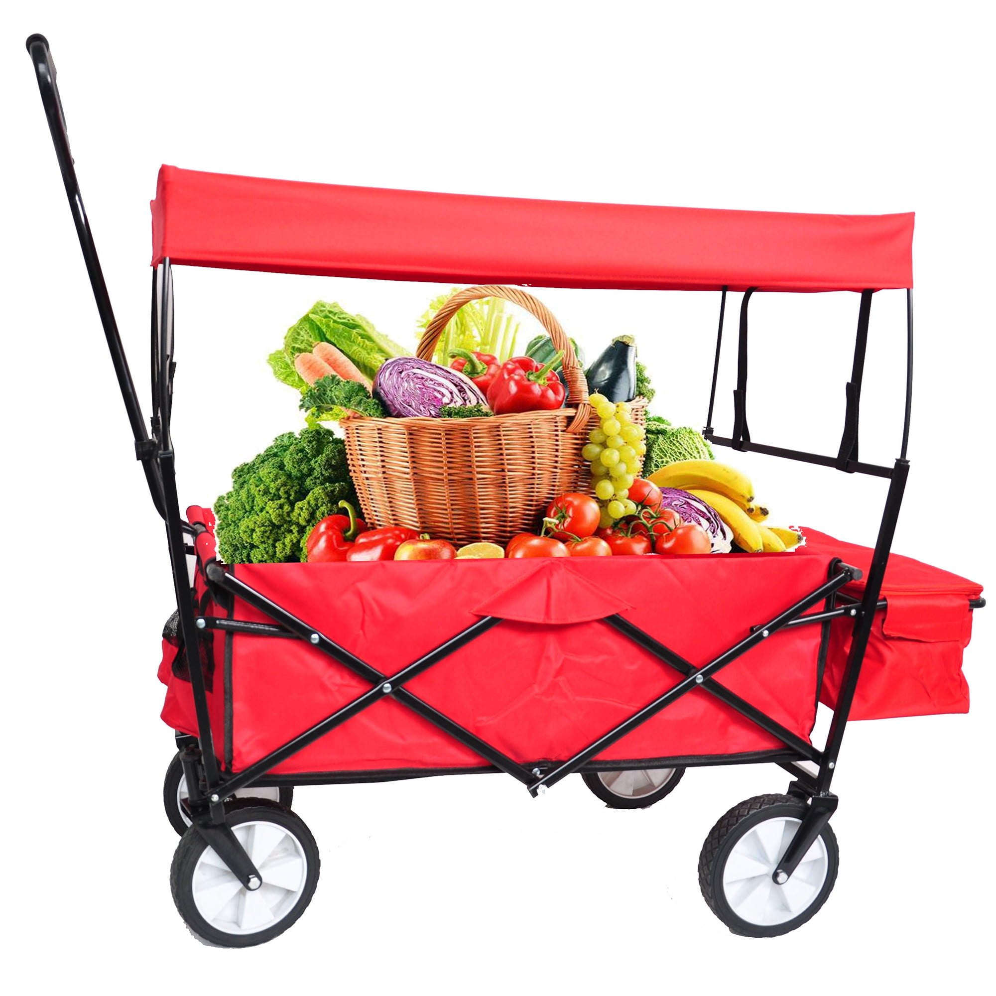 Aimee Lii Foldable Wagon with Canopy, Beach Cart with Big wheels for Sand, Portable Wagon