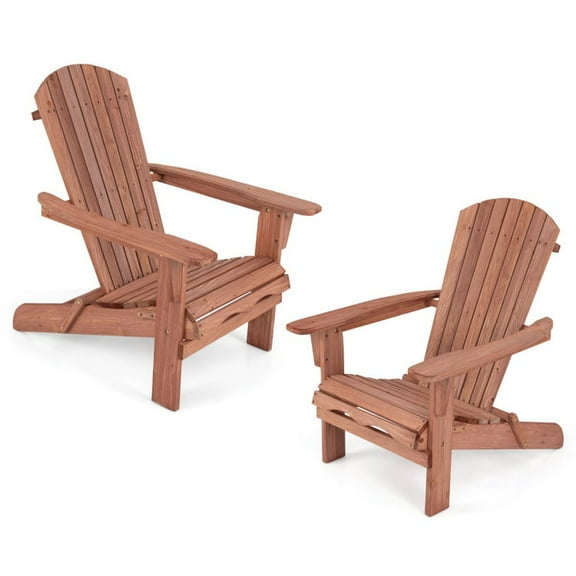 Aimee Lii Folding Adirondack Chair Set of 2 with High Backrest and Wide Armrests, Modern Patio Furniture for Outdoor Backyard Pool Deck-Brown