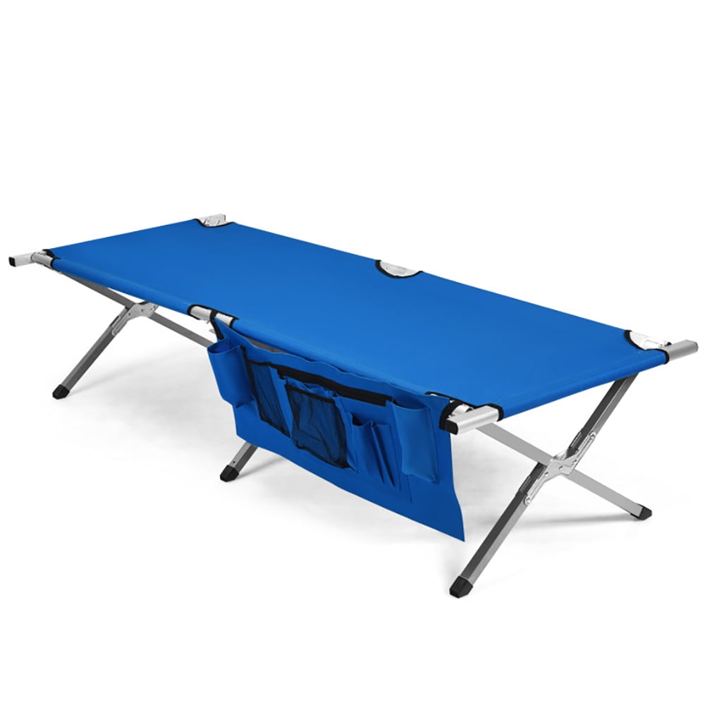 Aimee Lii Folding Camping Cot Heavy-duty Camp Bed with Carry Bag, Folding Sleeping Cot for Camping, Blue