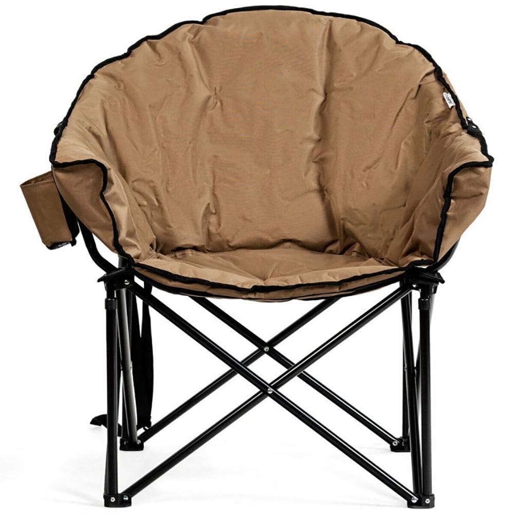 Aimee Lii Folding Camping Moon Padded Chair with Carrying Bag, Comfy Camping Chairs for Adults, Brown