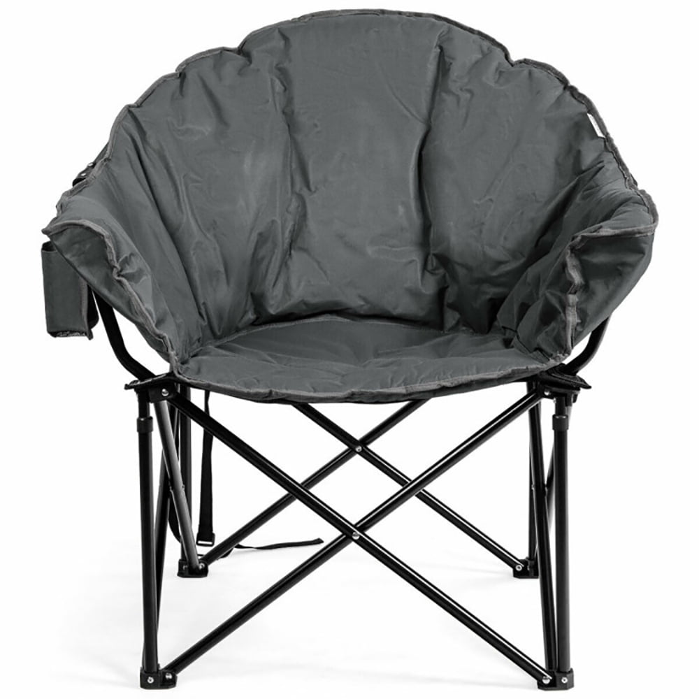 Aimee Lii Folding Camping Moon Padded Chair with Carrying Bag, Comfy Camping Chairs for Adults, Gray