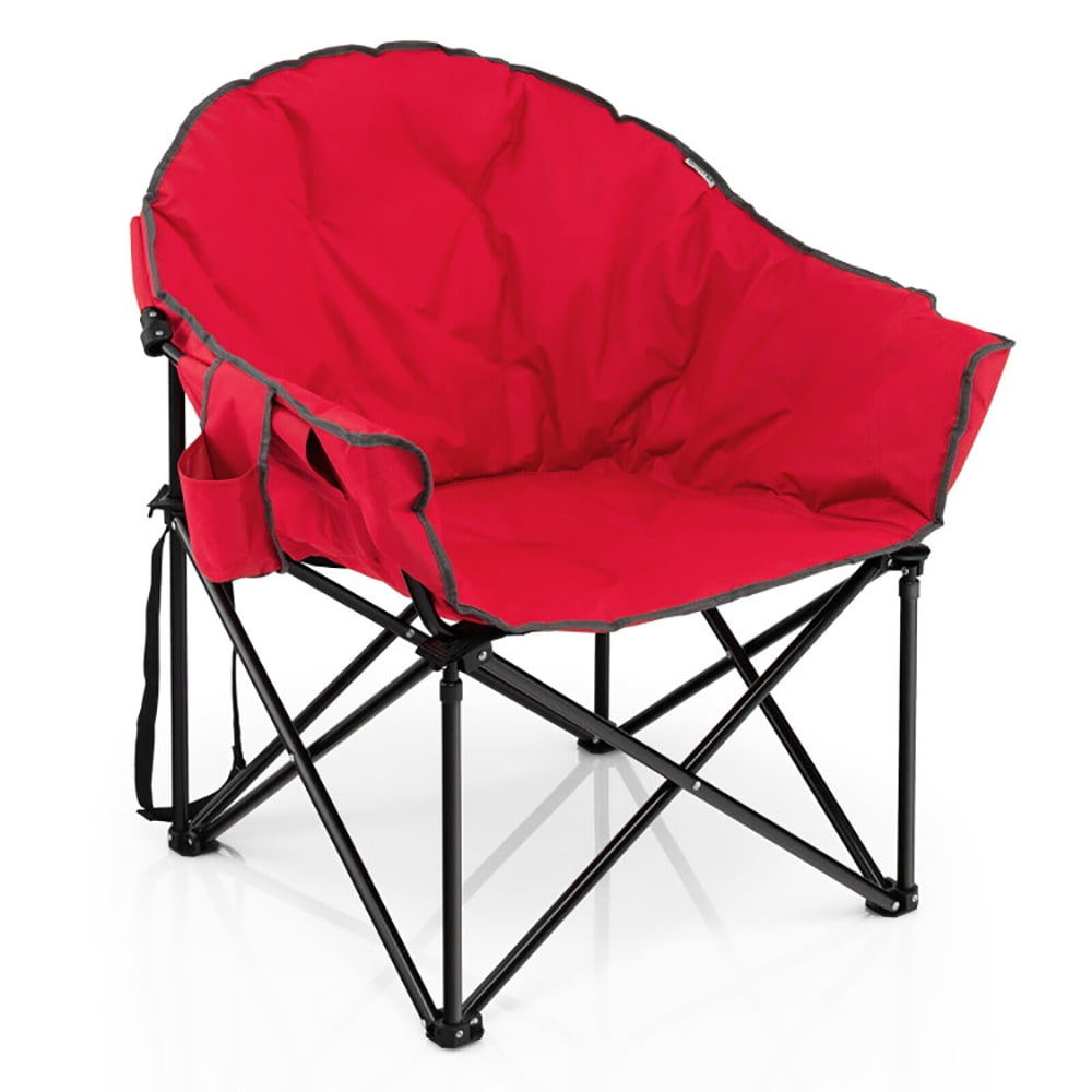 Aimee Lii Folding Camping Moon Padded Chair with Carrying Bag, Portable Chairs for Adults, Comfy Outdoor Chair, Red