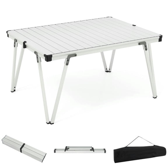 Aimee Lii Folding Camping Table Picnic Table with Storage Bag and Waterproof Desktop, Outdoor Furniture for Traveling Camping-Silver