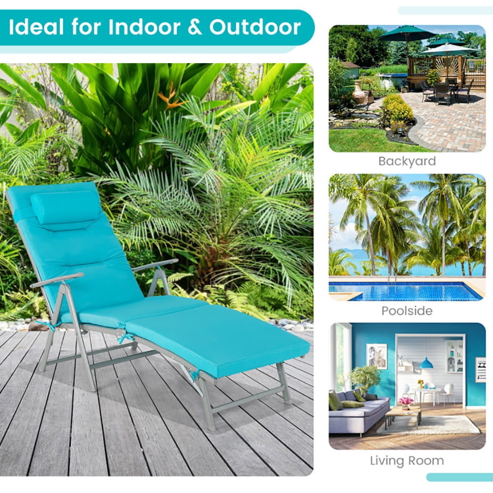 Aimee Lii Folding Chaise Lounge Chair Outdoor Reclining Chair for Backyard, Patio Loungers, Tuiquoise