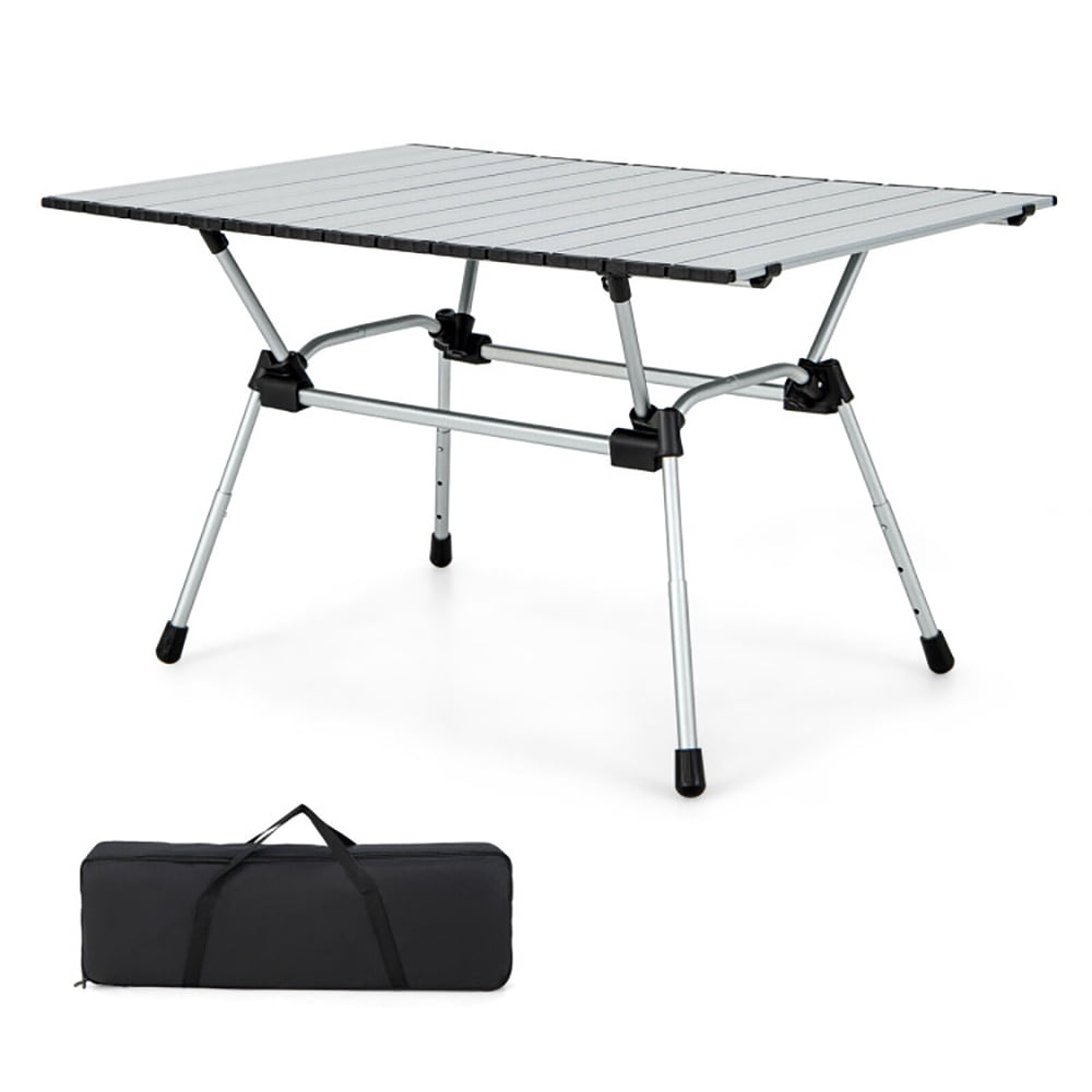 Aimee Lii Folding Heavy-Duty Aluminum Camping Table with Carrying Bag, Foldable Table for Camping and BBQ, Silver