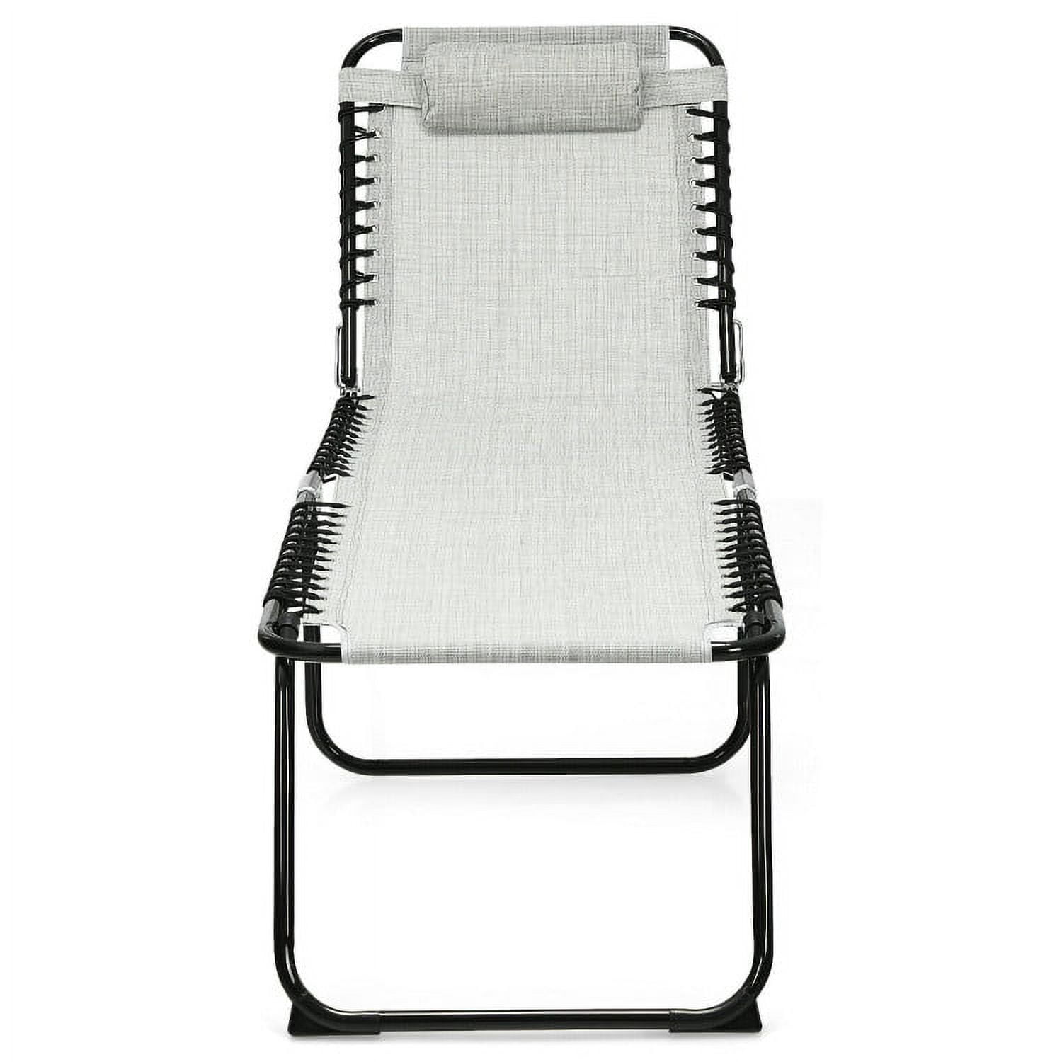 Aimee Lii Folding Heightening Design Beach Lounge Chair with Pillow for Patio, Patio Loungers, Gray