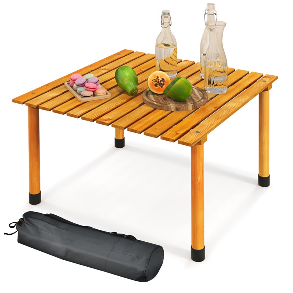 Aimee Lii Folding Outdoor Camping Table with Carrying Bag for Picnics and Party, Camp Tables PorTable Foldable, Natural