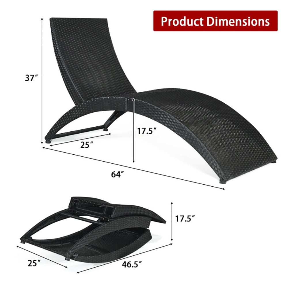 Aimee Lii Folding Patio Rattan Lounge Cushioned Portable Chair, Patio Loungers, Red