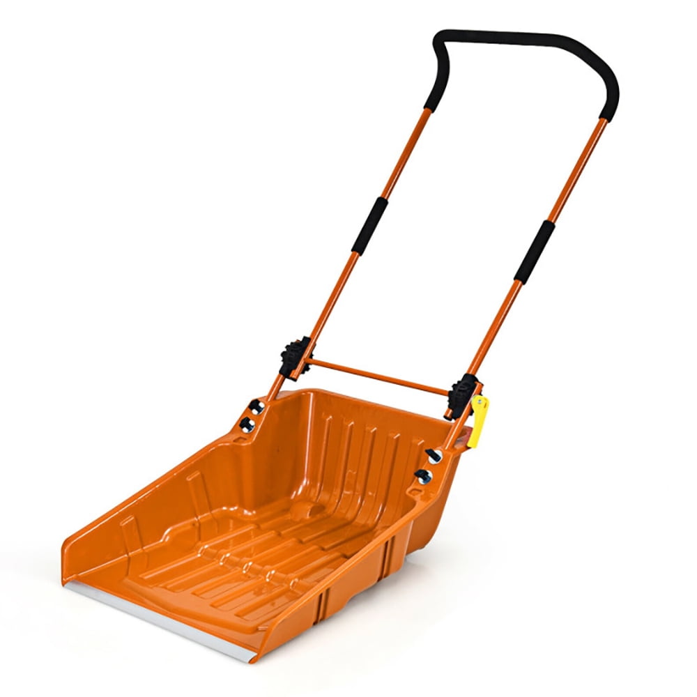 Aimee Lii Folding Snow Pusher Scoop Shovel with Wheels and Handle, Practical Tools, High Quality, Orange