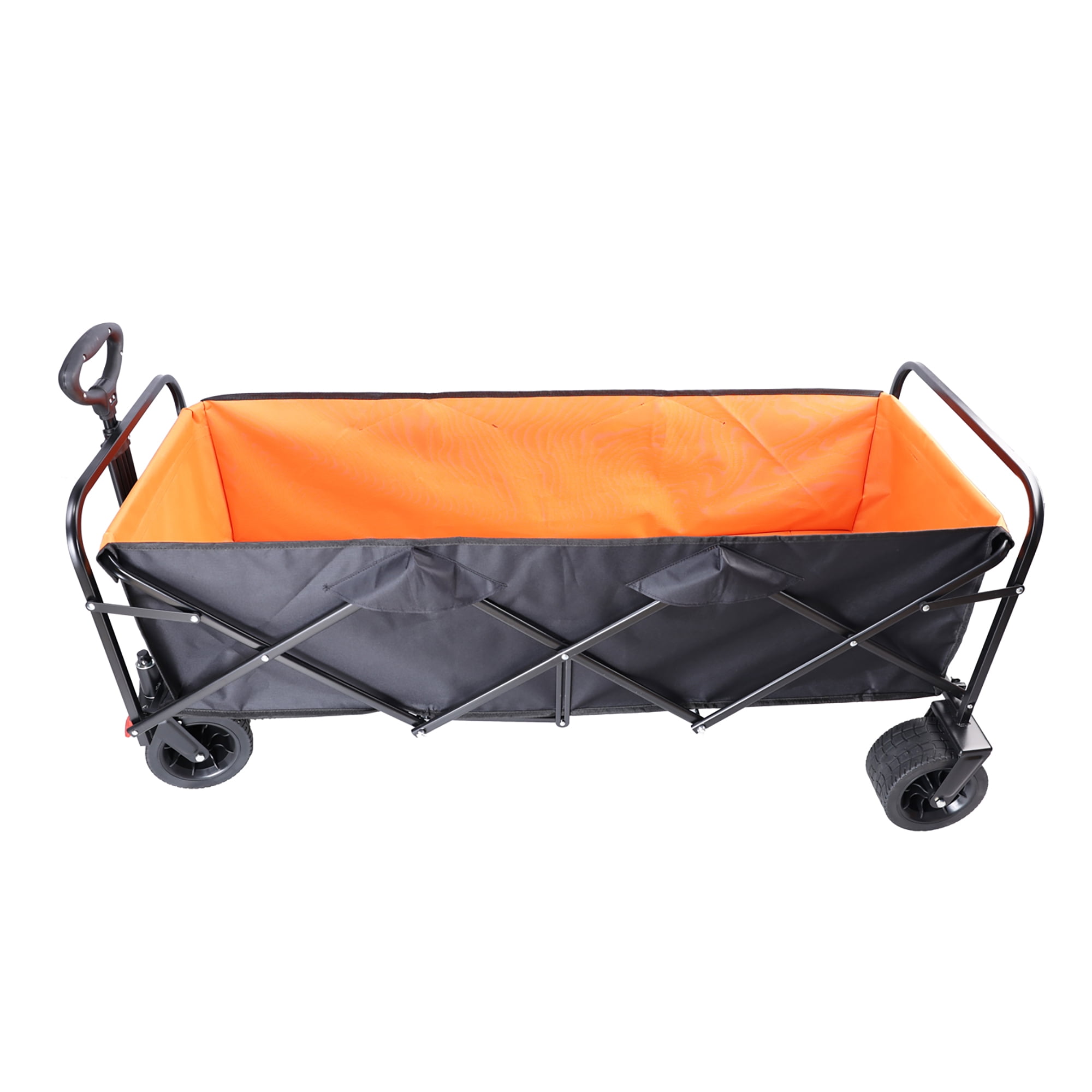 Aimee Lii Folding Utility Wagon Cart, Beach Wagon with Big Wheels for Sand, Portable Wagon, Orange Aimee Lii Folding Utility Wagon Cart, Beach Wagon with Big Wheels for Sand, Portable Wagon, Orange
