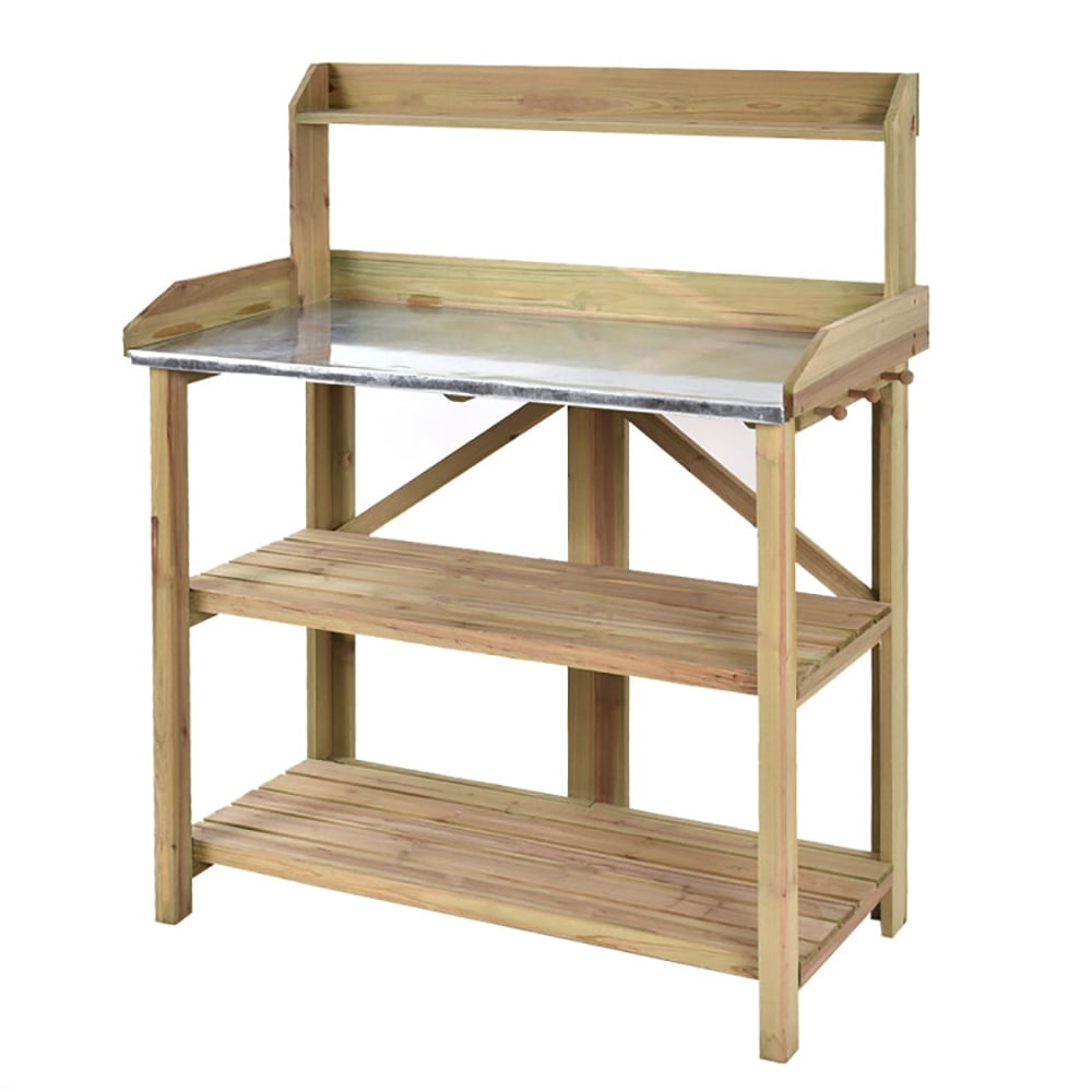 Aimee Lii Garden Wooden Plant Bench Work Station, Vertical Shelf Flower Display Rack Holder, Stable and Space-Saving