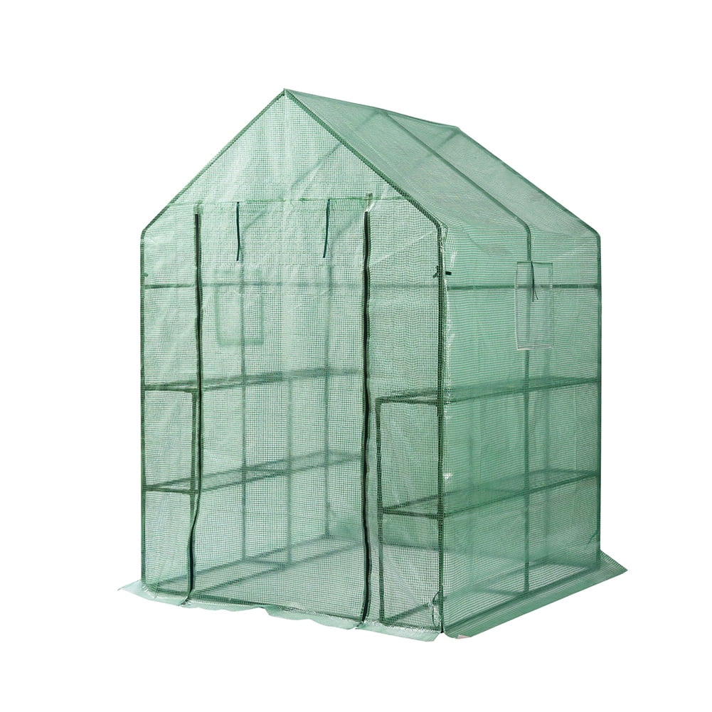 Aimee Lii Green House 56 x 56 x 76 Inch, Walk in Outdoor Plant Gardening Greenhouse 2 Tiers 8 Shelves with Window and Anchors, Green Aimee Lii Green House 56 x 56 x 76 Inch, Walk in Outdoor Plant Gardening Greenhouse 2 Tiers 8 Shelves with Window and Anchors, Green