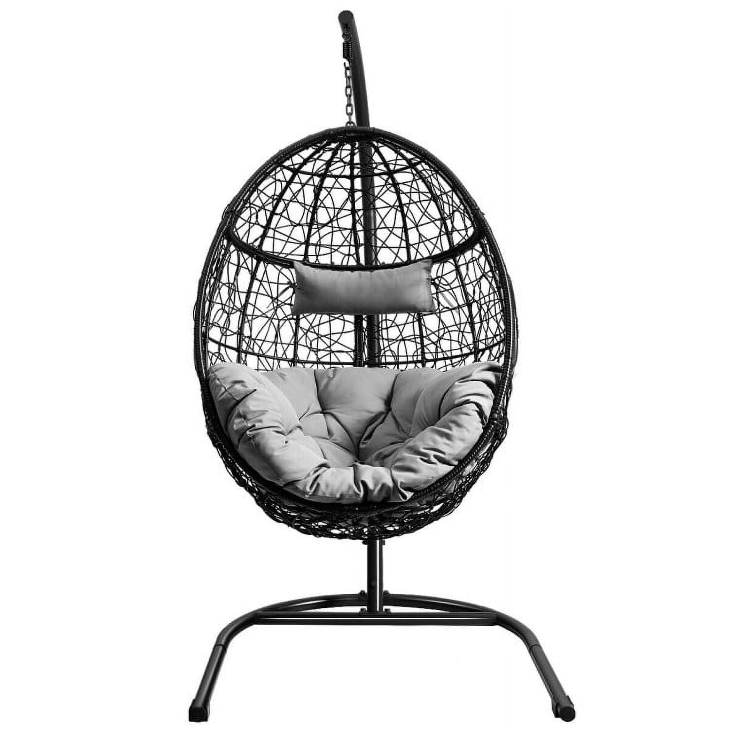 Aimee Lii Hanging Cushioned Hammock Chair with Stand, Patio Swing Chair, Gray