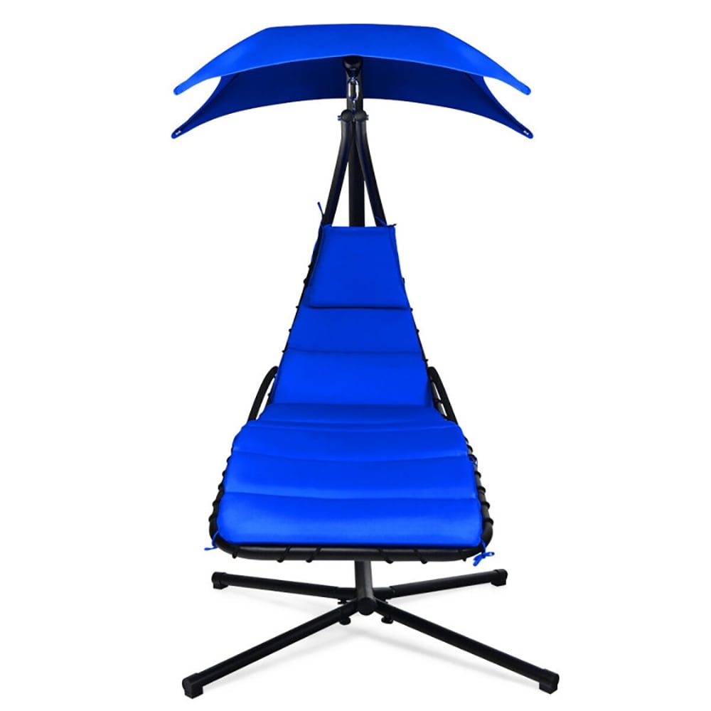 Aimee Lii Hanging Stand Chaise Lounger Swing Chair with Pillow, Patio Loungers, Navy