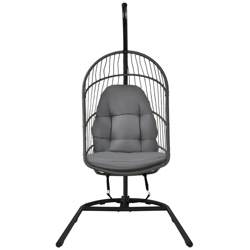 Aimee Lii Hanging Wicker Egg Chair with Stand, Hanging Chair for Bedroom, Gray