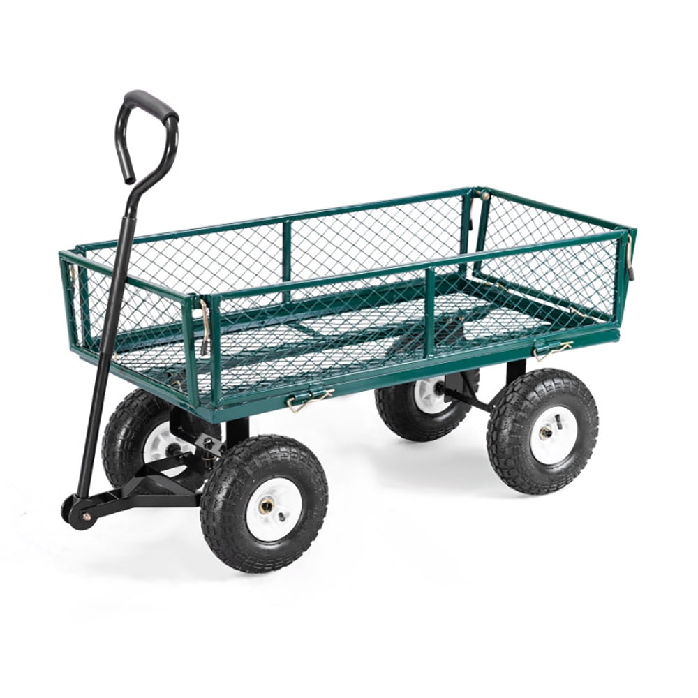 Aimee Lii Heavy Duty Garden Utility Cart Wagon Wheelbarrow, Mesh Steel Garden Cart Folding Utility Wagon