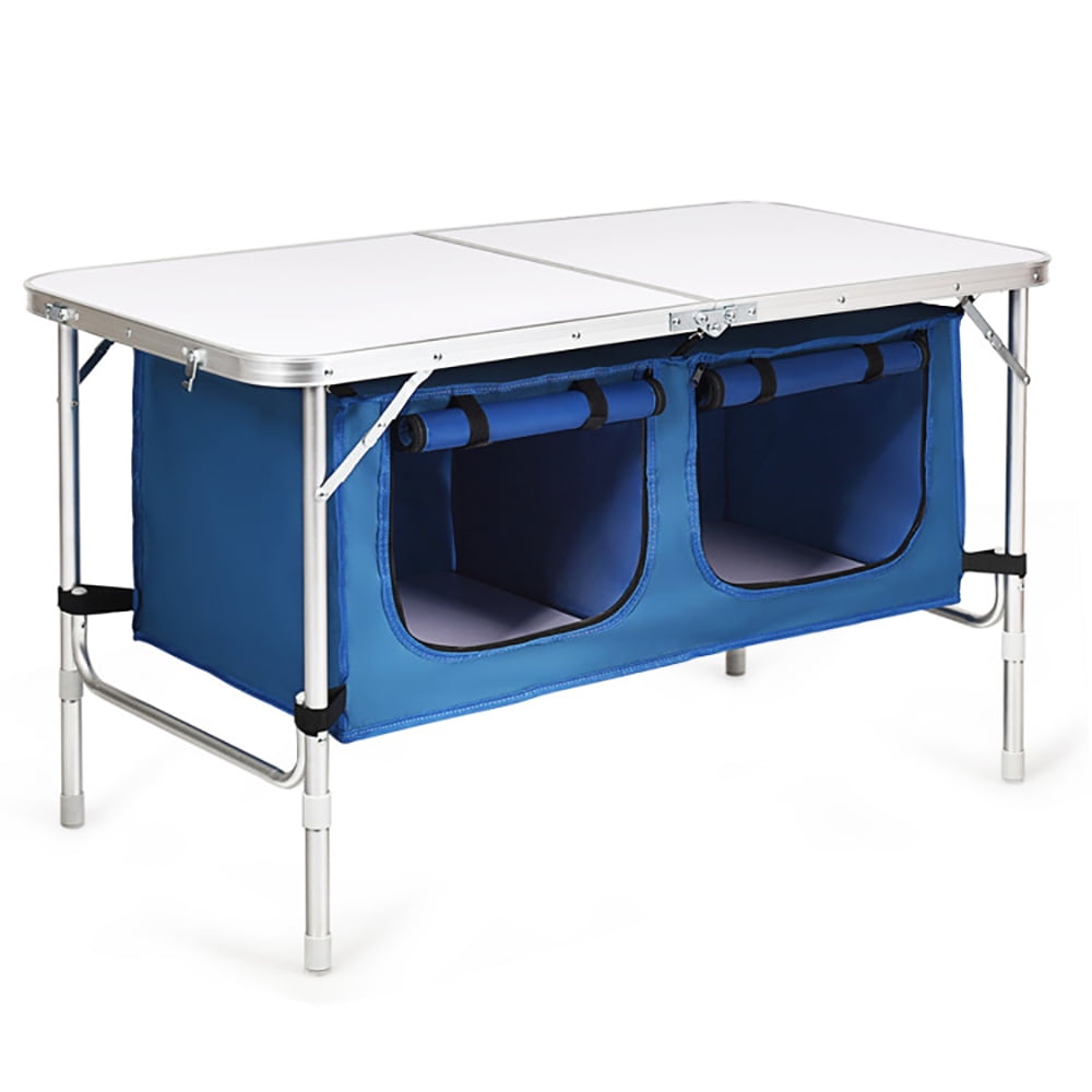 Aimee Lii Height Adjustable Folding Camping Table, Portable Tables Folding, Blue Aimee Lii Height Adjustable Folding Camping Table, Portable Tables Folding, Blue