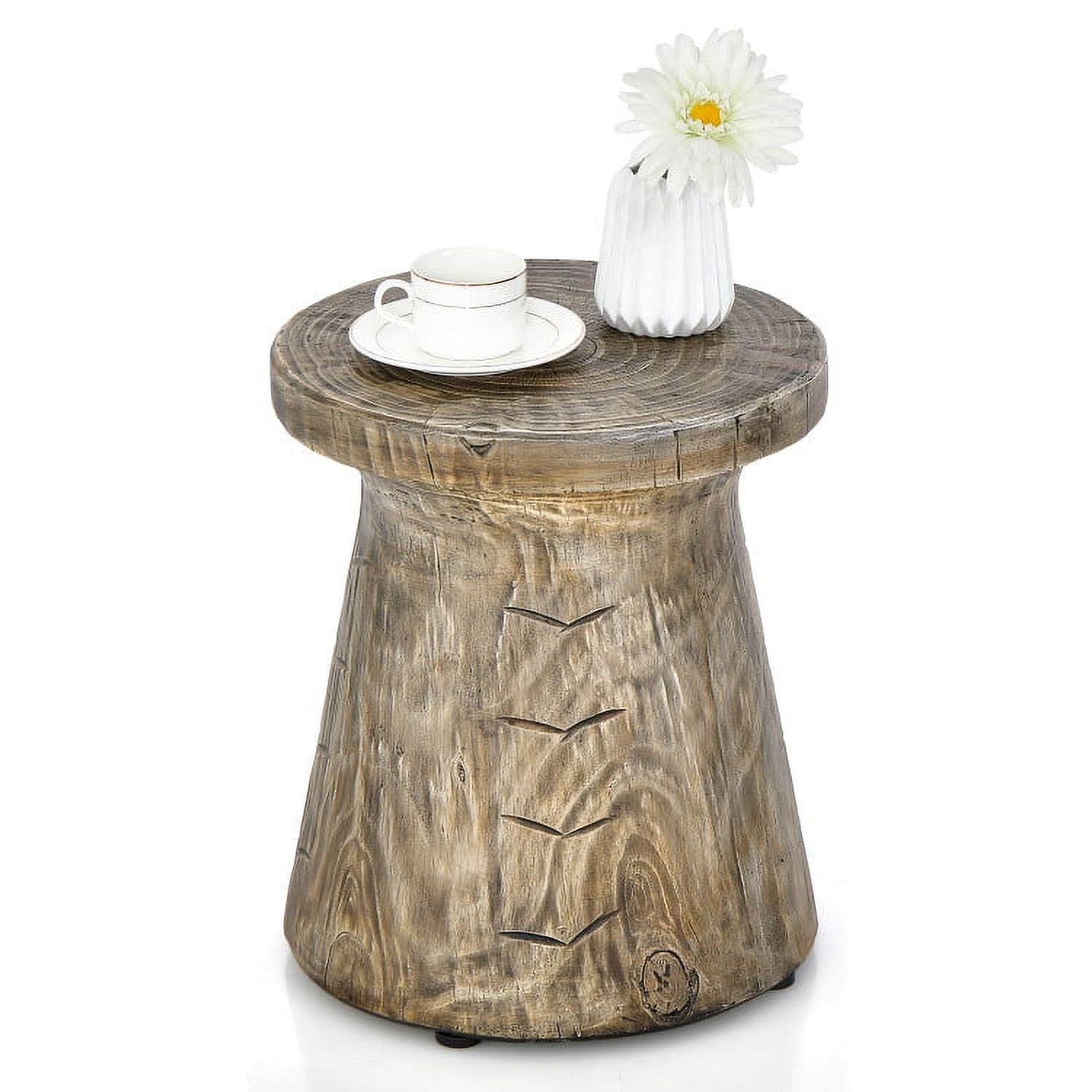 Aimee Lii Indoor Outdoor Weather Resident Rock End Table with Wood Grain Aimee Lii Indoor Outdoor Weather Resident Rock End Table with Wood Grain