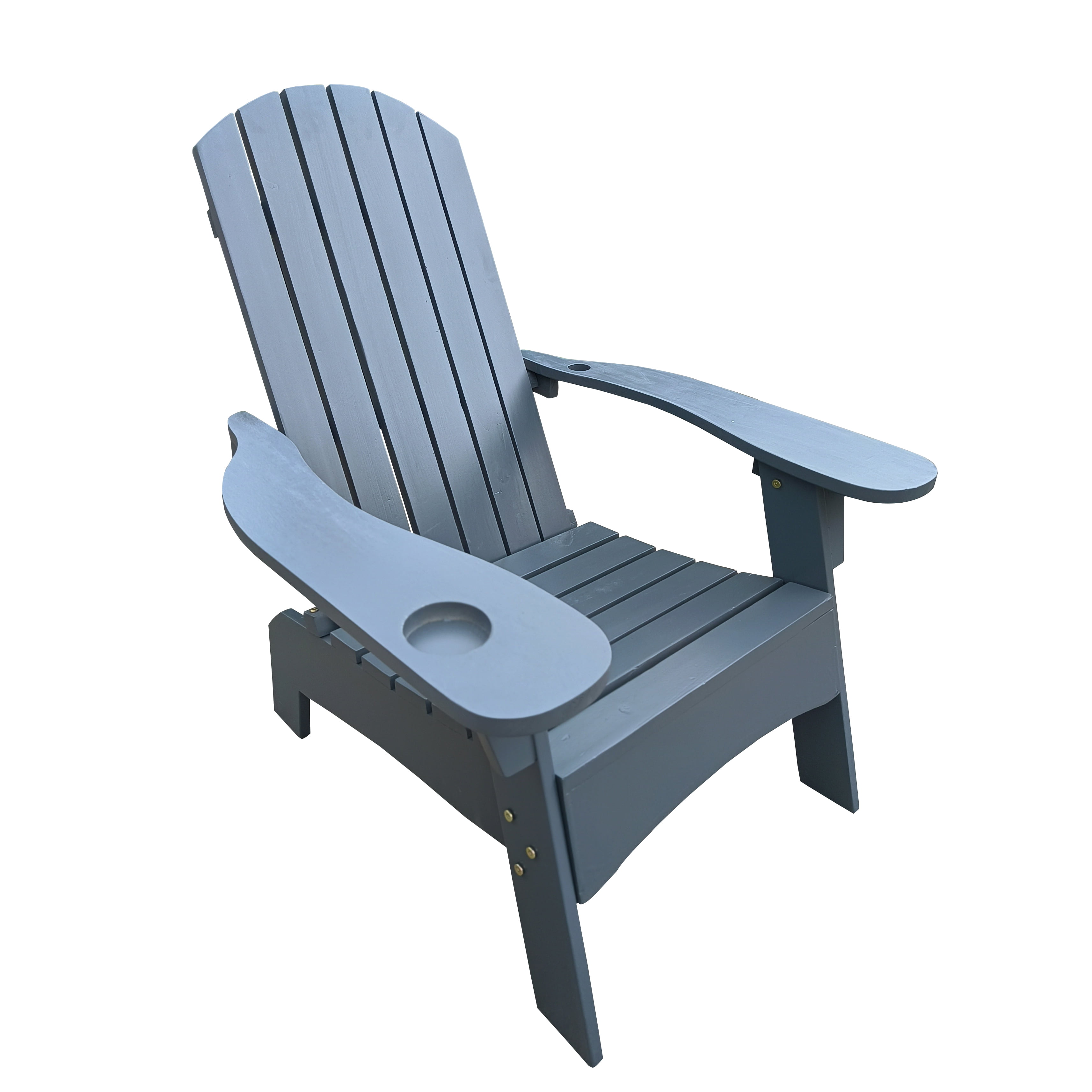 Aimee Lii Indoor Outdoor Wood Chair, Outdoor Beach Patio Pool Deck Furniture with An Umbrella Hole, Gray