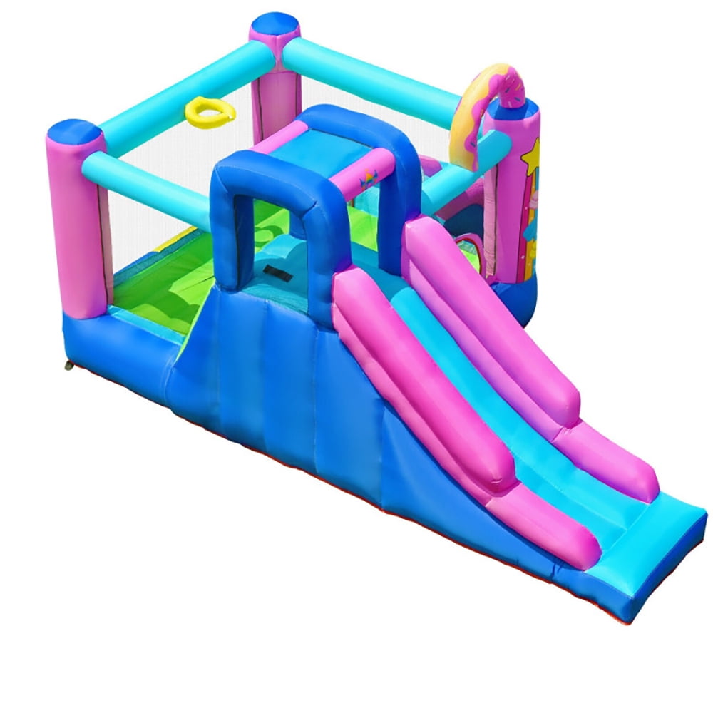 Aimee Lii Inflatable Bounce Castle with Dual Slides and Climbing Wall without Blower, Kids Bounce House for 5-12