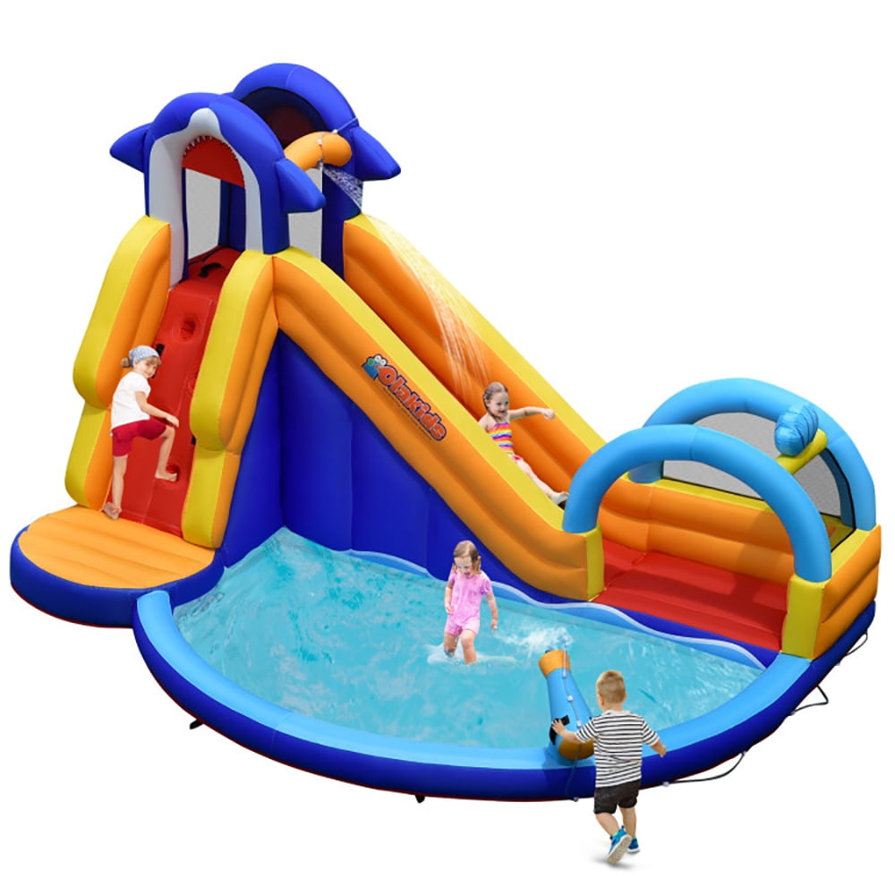 Aimee Lii Inflatable Bouncy House with Slide and Splash Pool without Blower, Kids Bounce House Water Slide