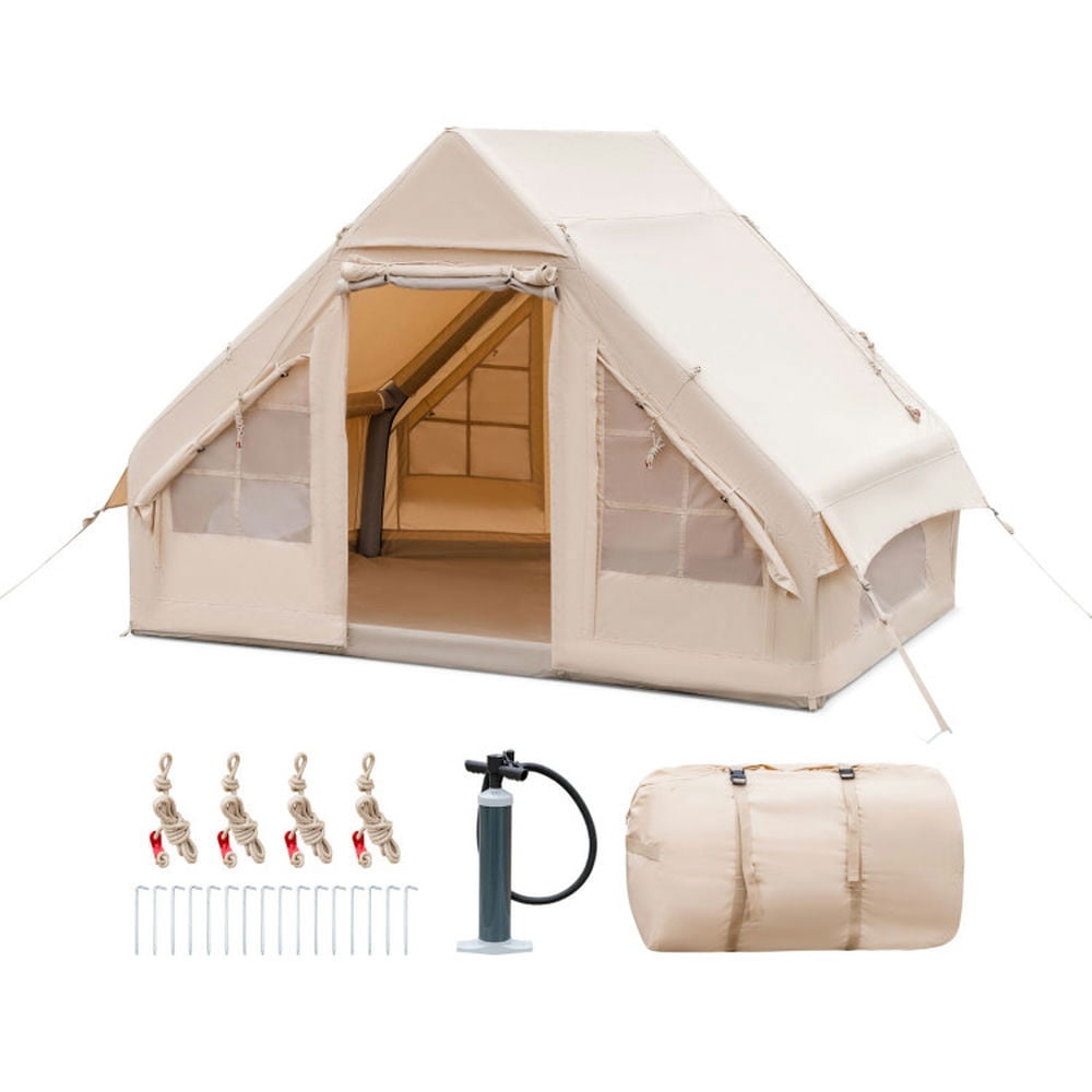 Aimee Lii Inflatable Camping Tent 2/4/6 People Glamping Tent for Family Camping with Pump, Instant Tents for Hiking & Traveling, Waterproof-Beige