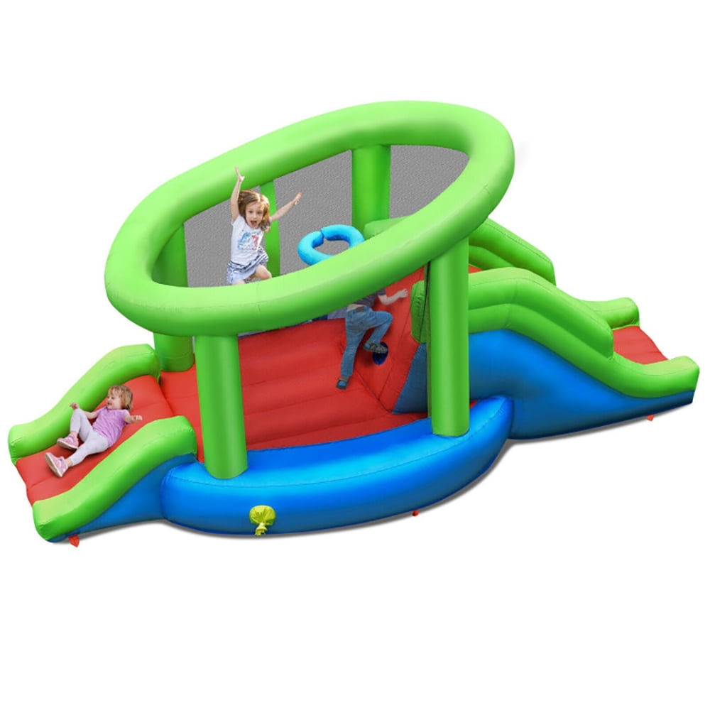 Aimee Lii Inflatable Dual Slide Basketball Game Bounce House Without Blower, Kids Bounce House for 5-10