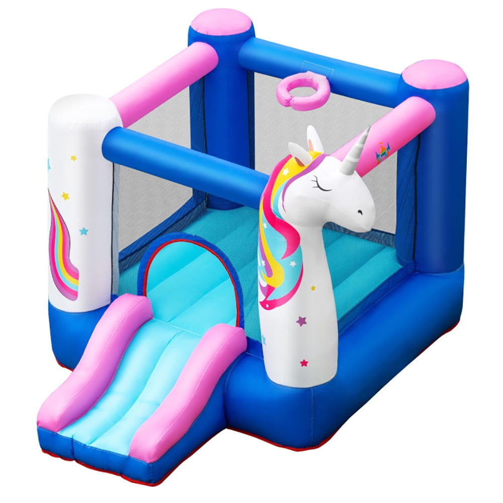 Aimee Lii Inflatable Slide Bouncer with Basketball Hoop for Kids without Blower, Toddler Bounce House