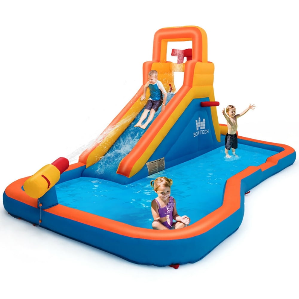 Aimee Lii Inflatable Water Bouncer with Climbing Wall and Ball Hoop, Kids Bounce House, Toddlers Boys Girls Backyard Party Gifts