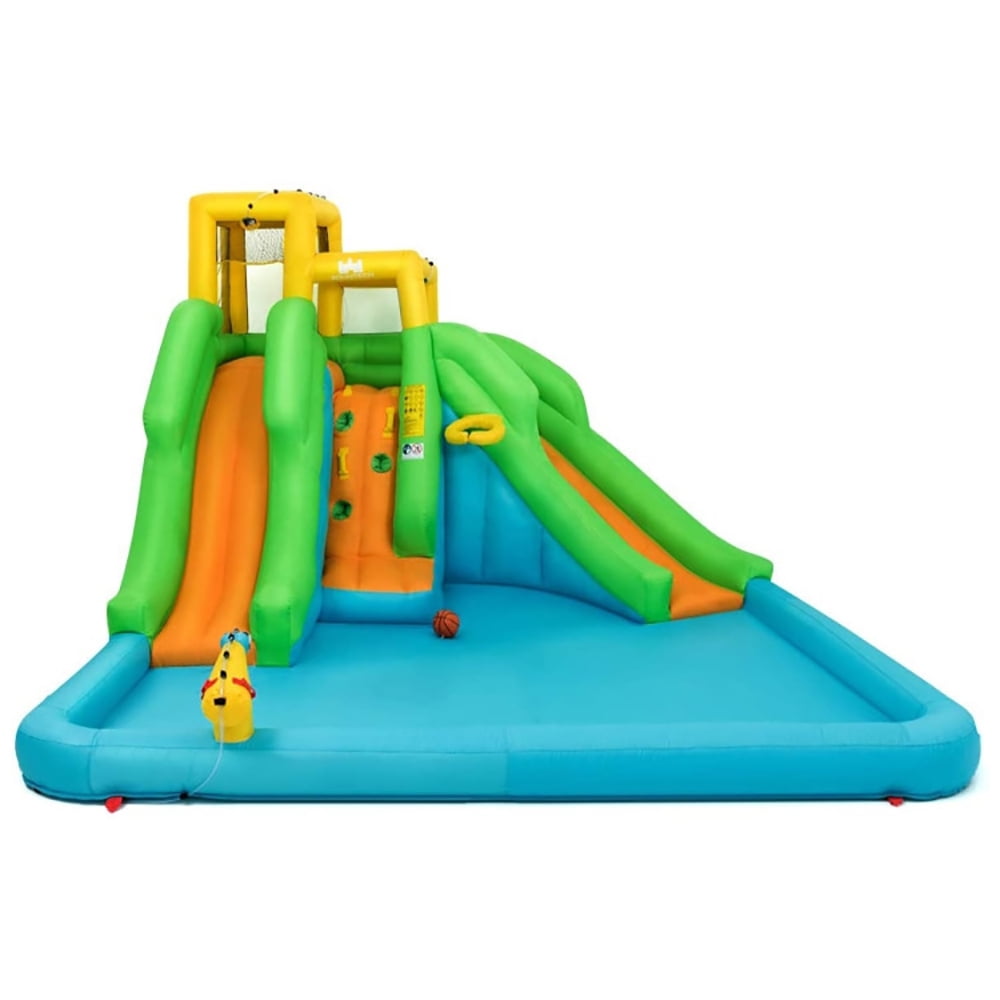 Aimee Lii Inflatable Water Park Bounce House with Climbing Wall without Blower, Bounce House Water Slide for 5-10