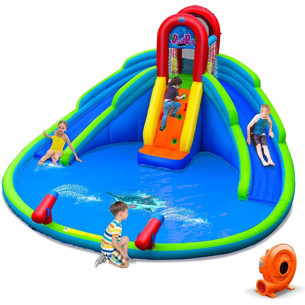 Aimee Lii Inflatable Water Park Waterslide for Kids Backyard with 780W Air Blower, Bounce House Water Slide for Kids