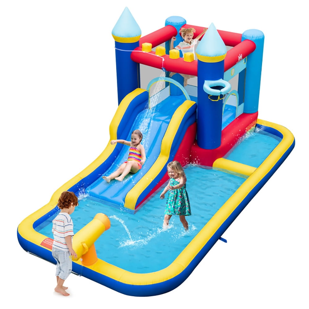 Aimee Lii Inflatable Water Slide Bounce House with 680W Blower and 2 Pools, Kids Water Park Bounce House