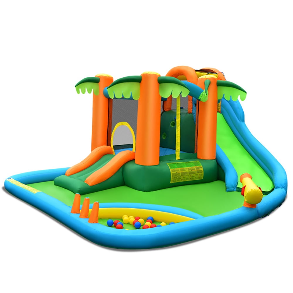 Aimee Lii Inflatable Water Slide Park with Upgraded Handrail without Blower, Bounce House Water Slide for Kids