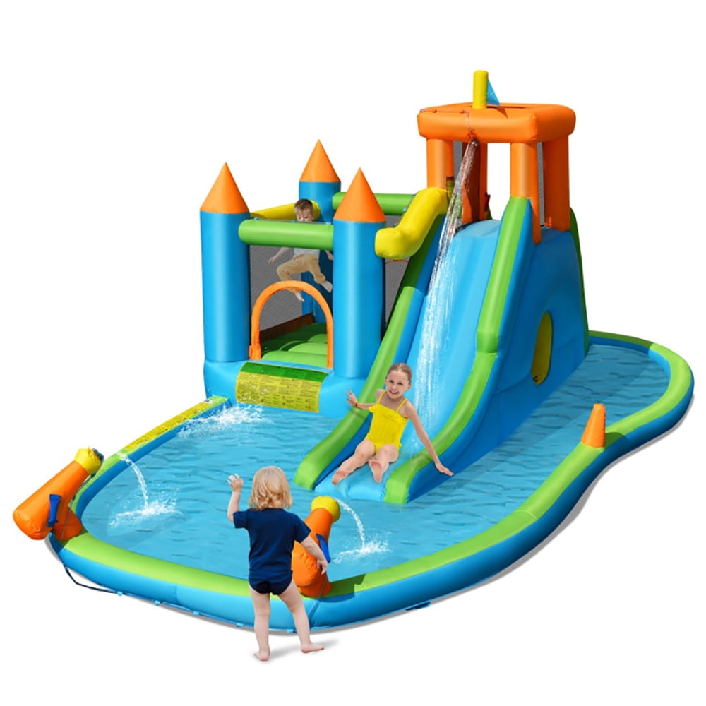 Aimee Lii Inflatable Water Slide with Bounce House and Splash Pool without Blower for Kids, Kids Bounce House Water Slide