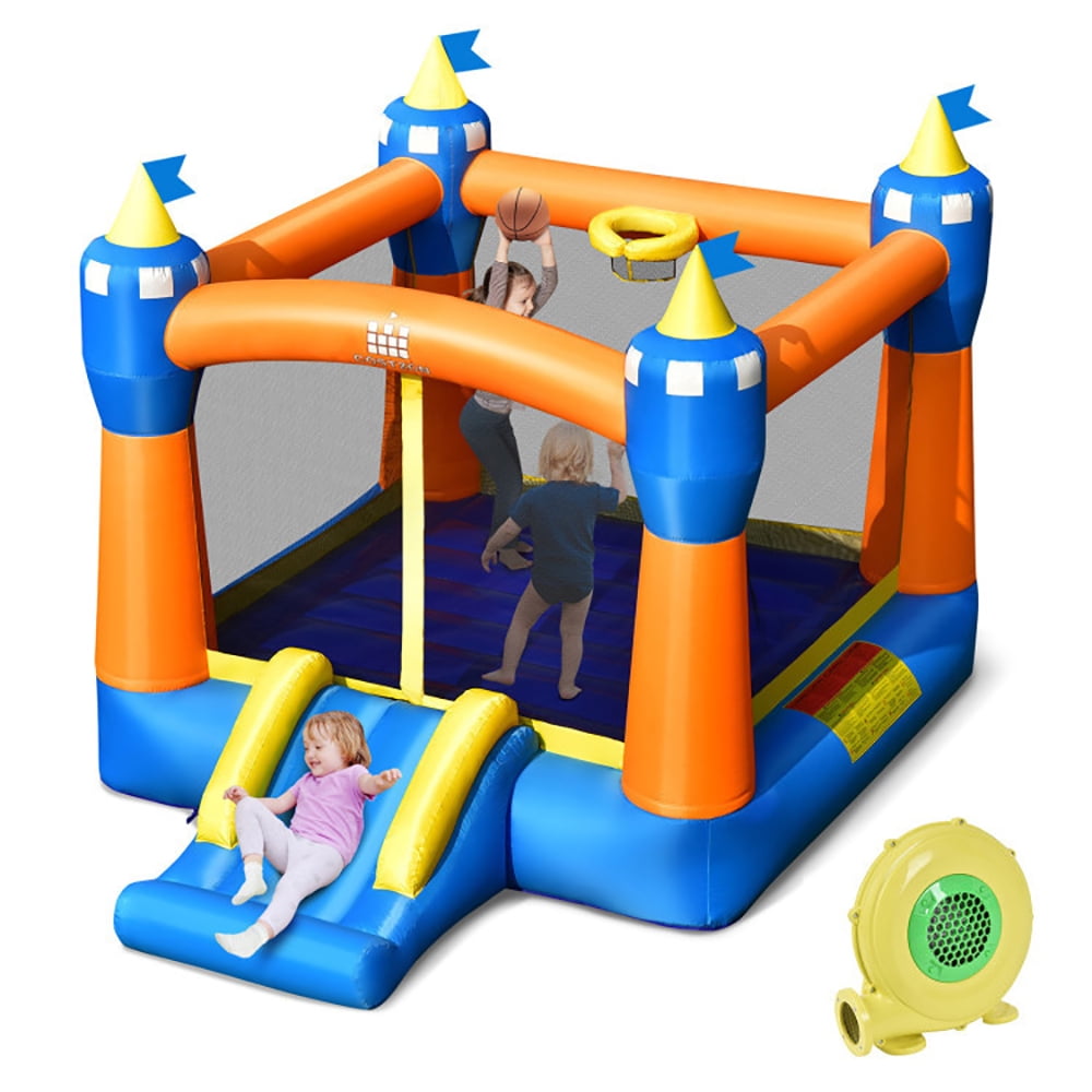 Aimee Lii Kids Inflatable Bounce House Magic Castle with Large Jumping Area with 735W Blower, Playhouse for Kids Outdoor