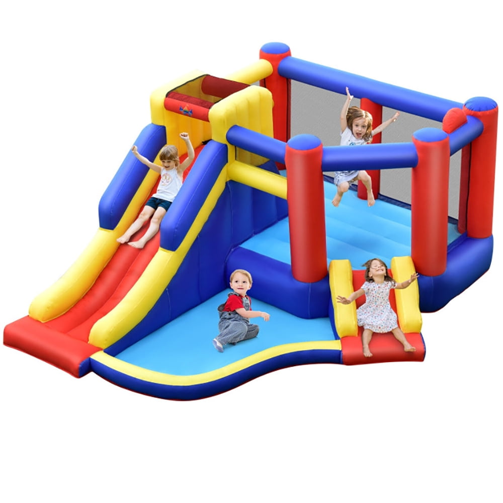 Aimee Lii Kids Inflatable Bouncy Castle with Double Slides without Air Blower, Kids Bounce House
