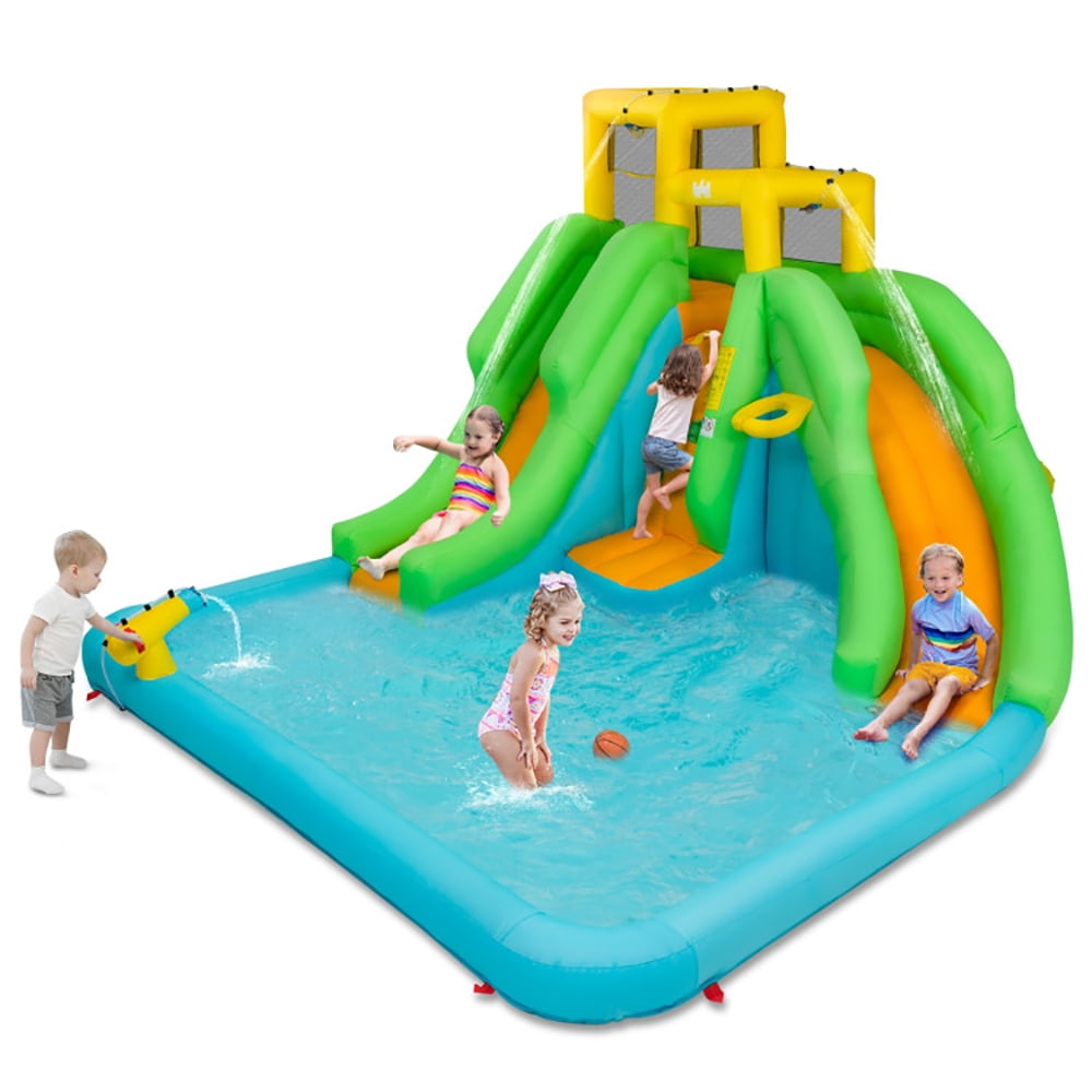 Aimee Lii Kids Inflatable Water Park Bounce House with 480W Blower, Bounce House Water Slide for Kids 5-10